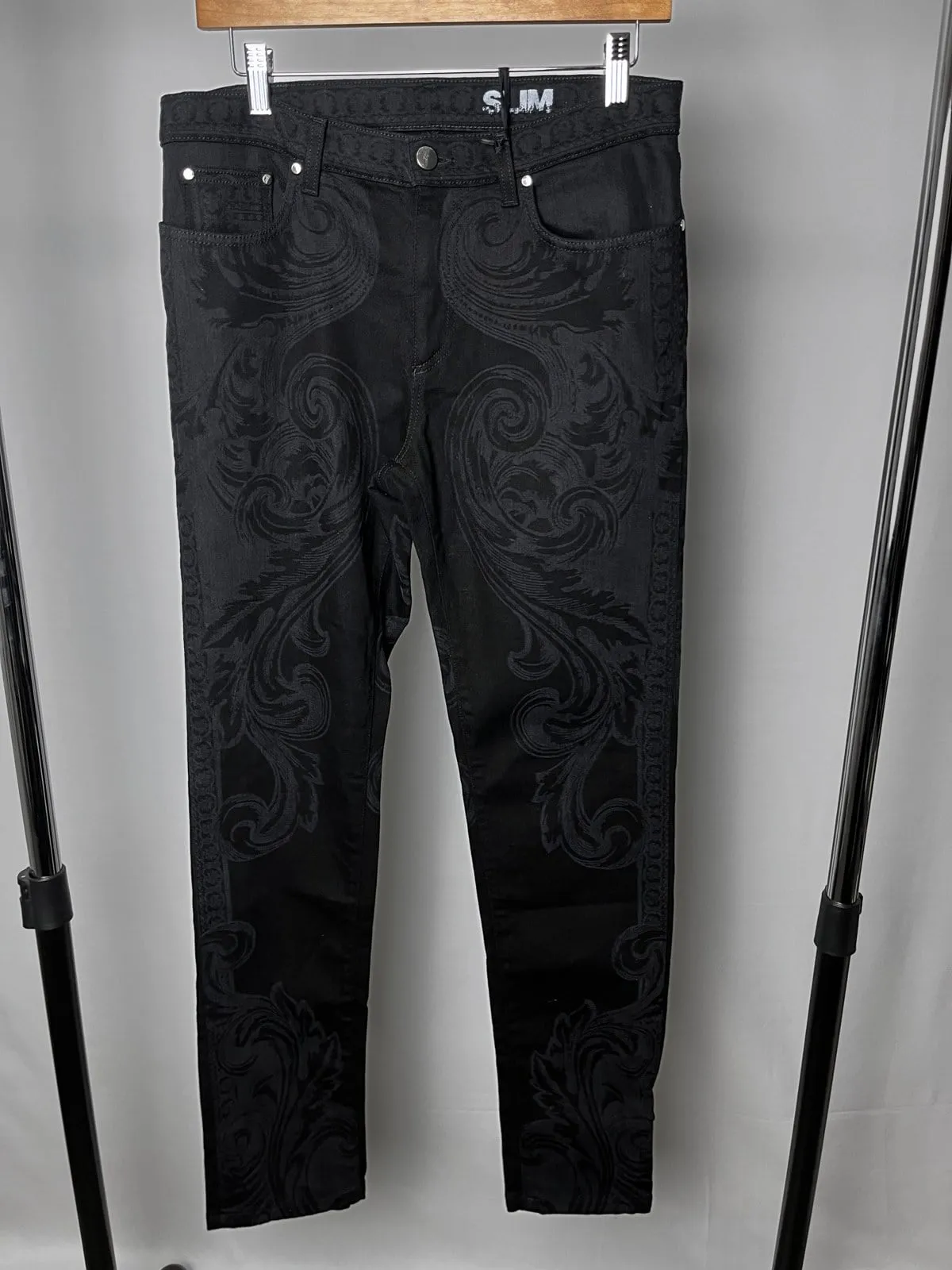 Versace Collection Flocked Baroque Slim Jeans